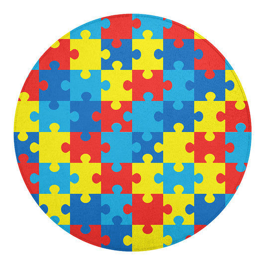 Autism Awareness Pattern Print Round Blanket