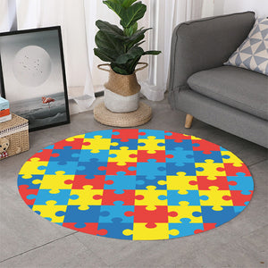 Autism Awareness Pattern Print Round Rug