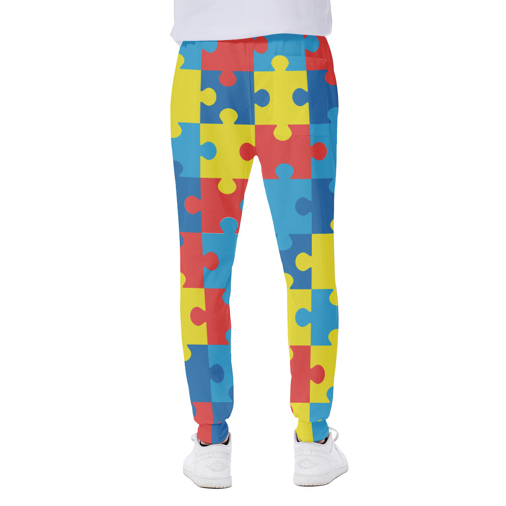 Autism Awareness Pattern Print Scuba Joggers