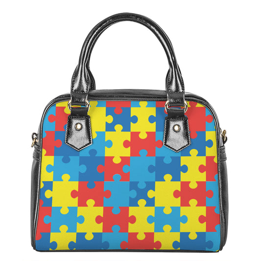 Autism Awareness Pattern Print Shoulder Handbag