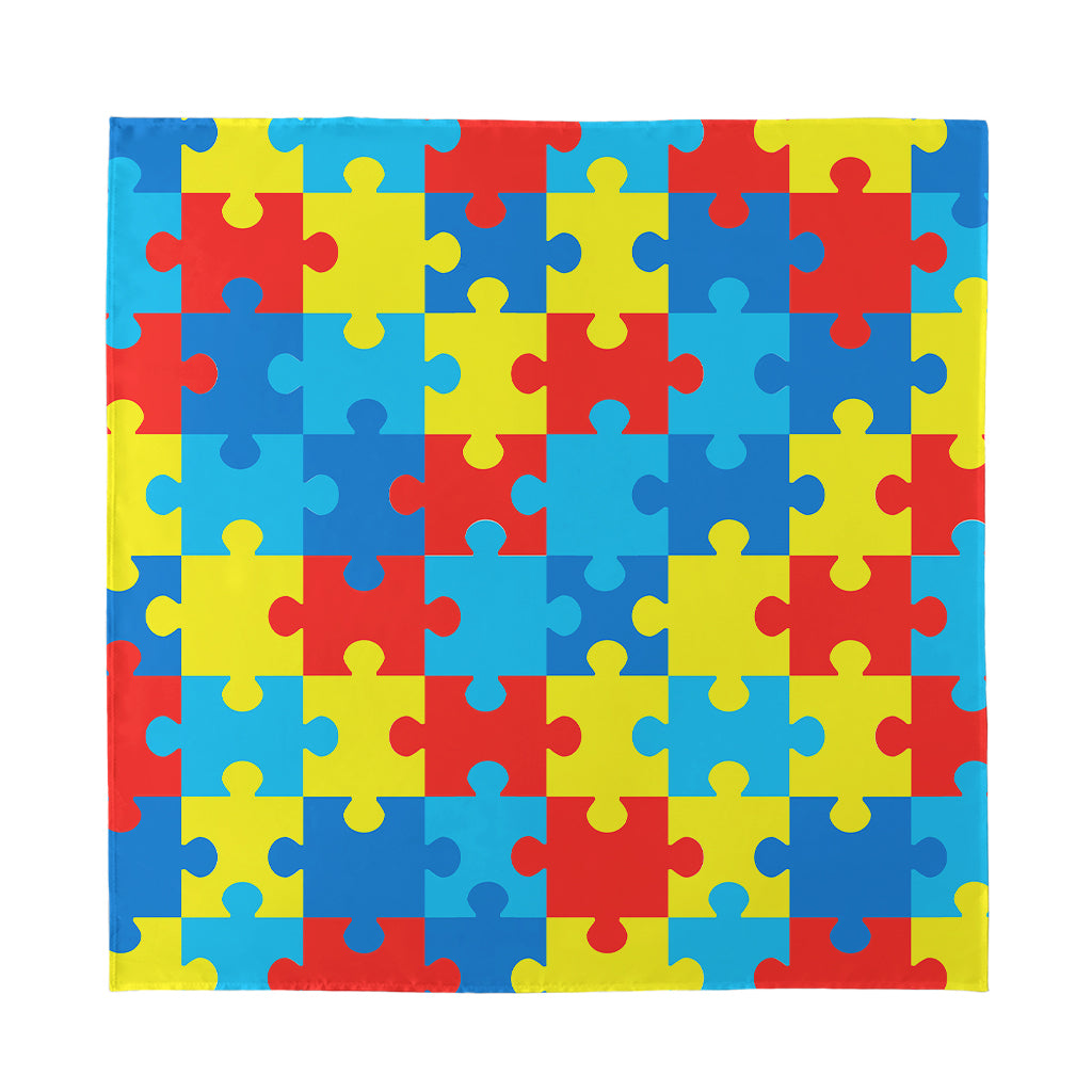 Autism Awareness Pattern Print Silk Bandana