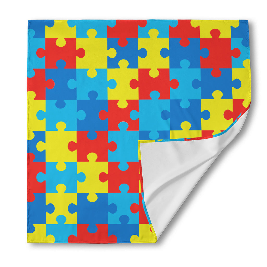 Autism Awareness Pattern Print Silk Bandana