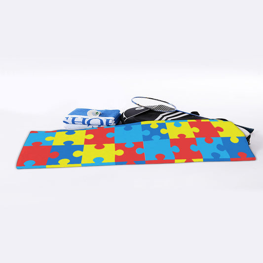 Autism Awareness Pattern Print Sports Towel