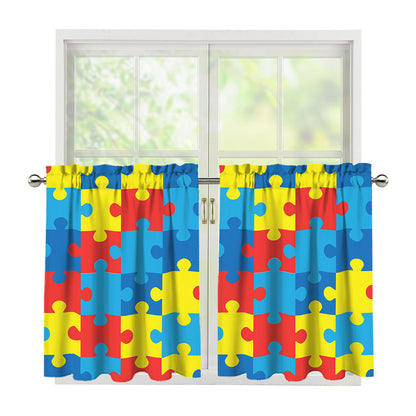 Autism Awareness Pattern Print Tier Curtains