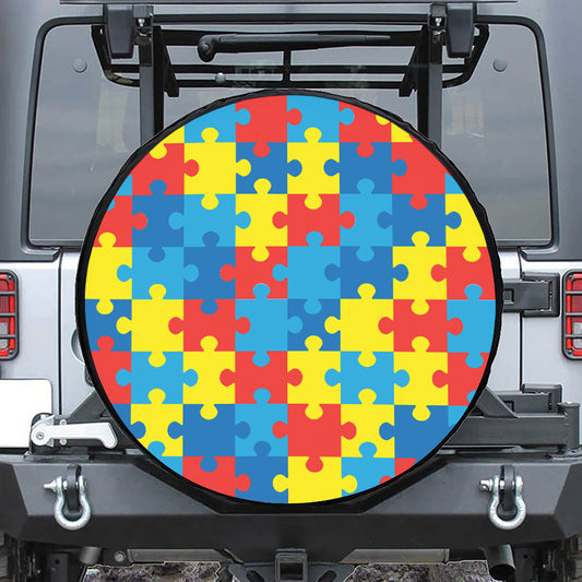 Autism Awareness Pattern Print Tire Cover