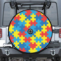 Autism Awareness Pattern Print Tire Cover With Camera Hole