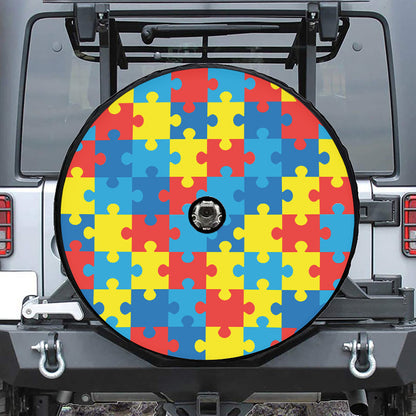 Autism Awareness Pattern Print Tire Cover With Camera Hole