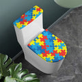 Autism Awareness Pattern Print Toilet Lid And Tank Cover Set