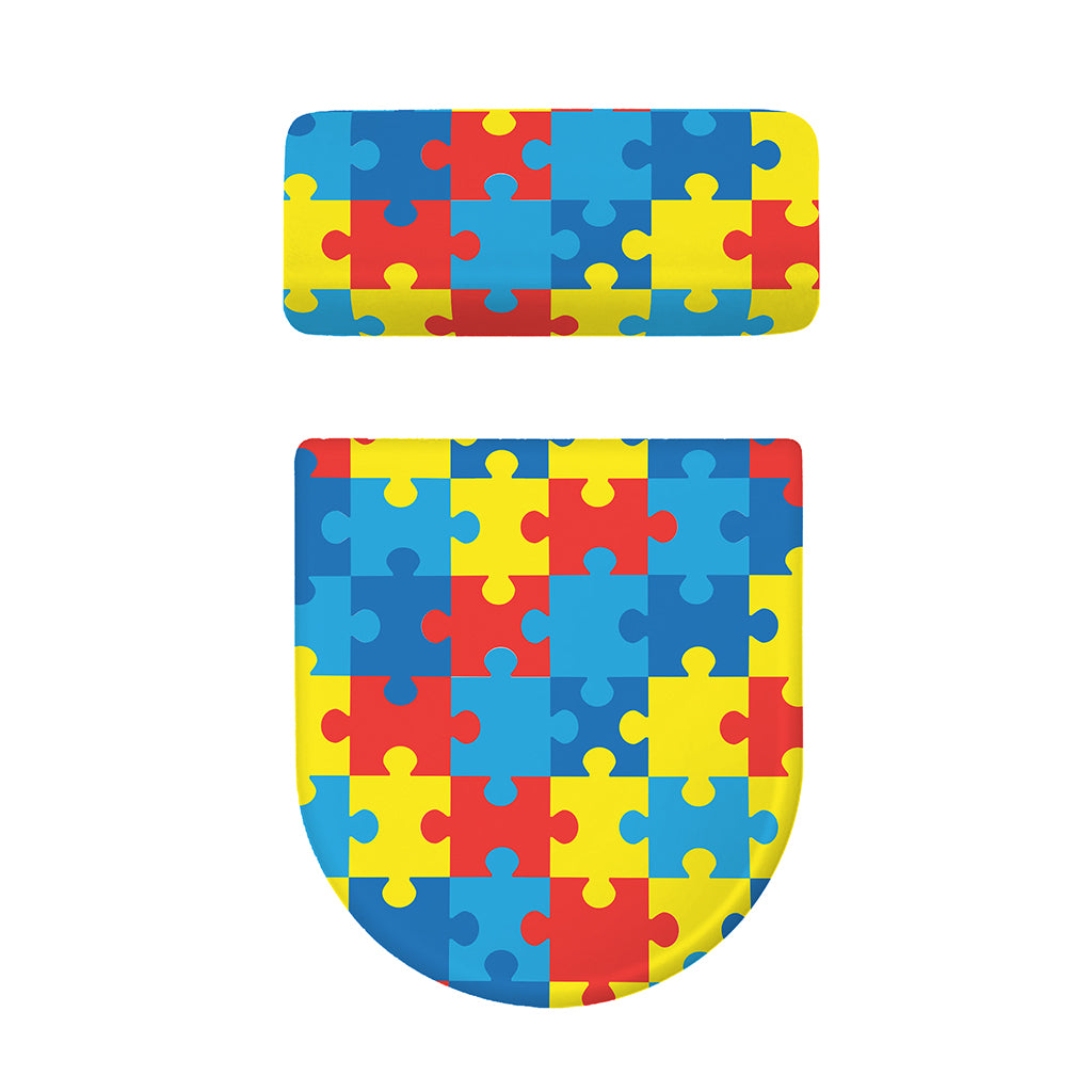 Autism Awareness Pattern Print Toilet Lid And Tank Cover Set