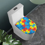 Autism Awareness Pattern Print Toilet Lid Cover