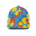 Autism Awareness Pattern Print White Mesh Trucker Hat