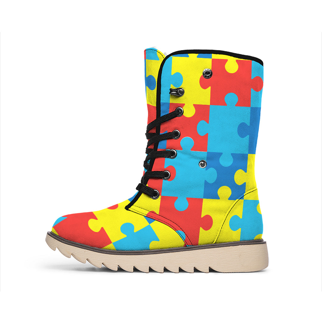 Autism Awareness Pattern Print Winter Boots