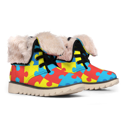 Autism Awareness Pattern Print Winter Boots