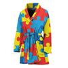 Autism Awareness Pattern Print Women's Bathrobe