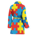 Autism Awareness Pattern Print Women's Bathrobe