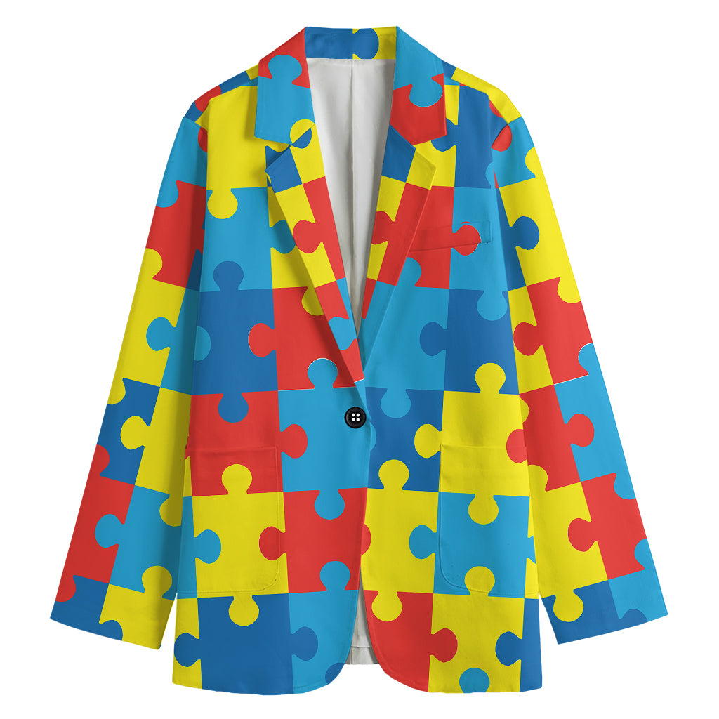 Autism Awareness Pattern Print Women's Blazer