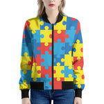 Autism Awareness Pattern Print Women's Bomber Jacket