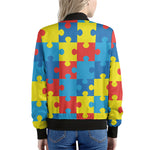 Autism Awareness Pattern Print Women's Bomber Jacket