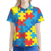 Autism Awareness Pattern Print Women's Polo Shirt