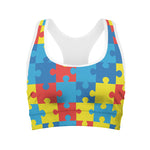 Autism Awareness Pattern Print Women's Sports Bra