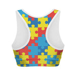 Autism Awareness Pattern Print Women's Sports Bra