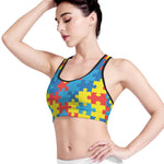 Autism Awareness Pattern Print Women's Sports Bra