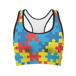 Autism Awareness Pattern Print Women's Sports Bra