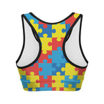 Autism Awareness Pattern Print Women's Sports Bra