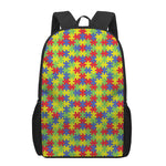 Autism Awareness Puzzle Pattern Print 17 Inch Backpack