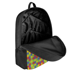 Autism Awareness Puzzle Pattern Print 17 Inch Backpack