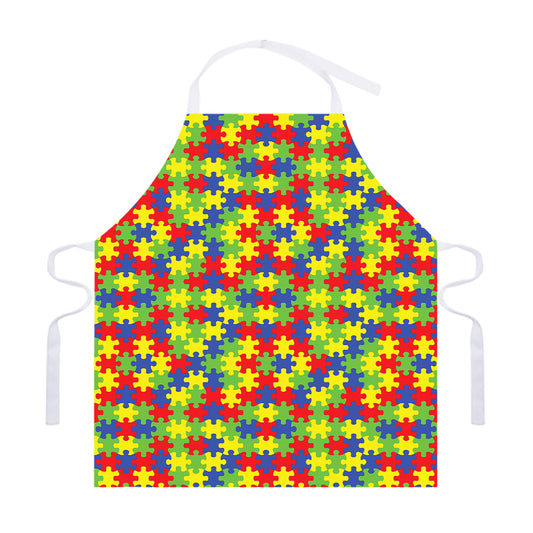 Autism Awareness Puzzle Pattern Print Adjustable Apron