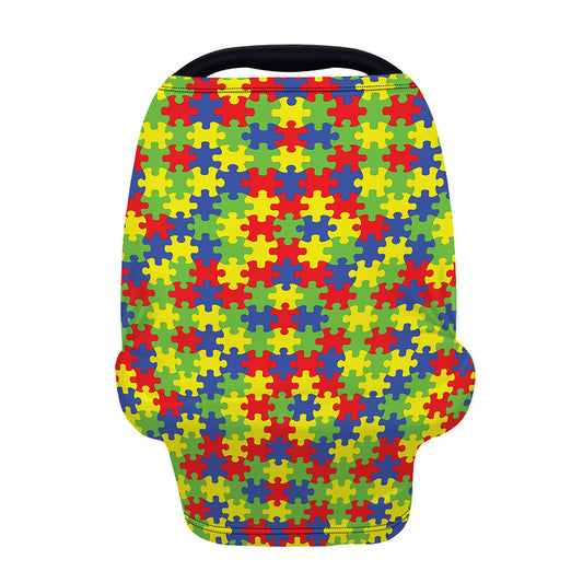 Autism Awareness Puzzle Pattern Print Baby Seat Cover