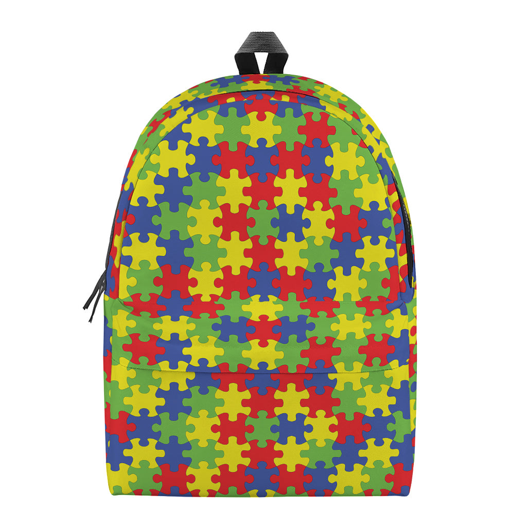 Autism Awareness Puzzle Pattern Print Backpack