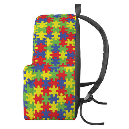 Autism Awareness Puzzle Pattern Print Backpack