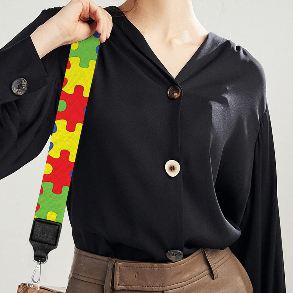 Autism Awareness Puzzle Pattern Print Bag Strap