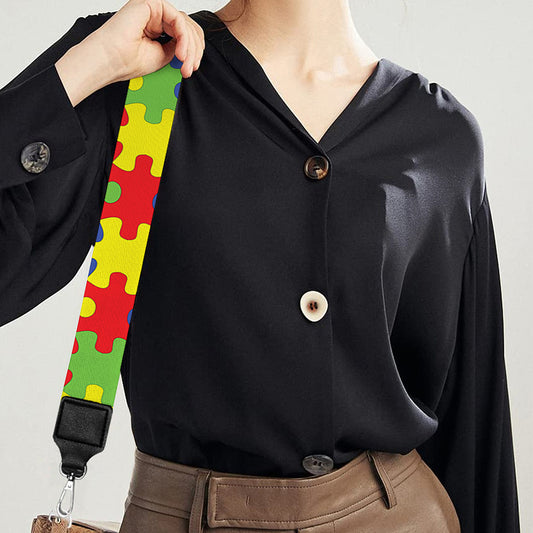 Autism Awareness Puzzle Pattern Print Bag Strap
