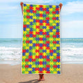 Autism Awareness Puzzle Pattern Print Beach Towel