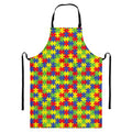 Autism Awareness Puzzle Pattern Print Bib Apron With Pocket
