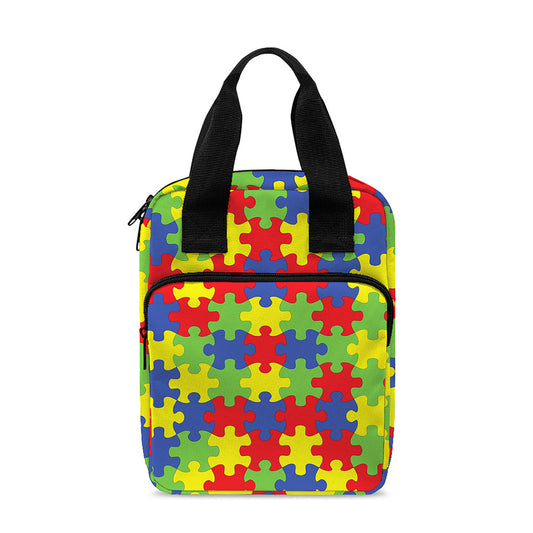 Autism Awareness Puzzle Pattern Print Bible Tote Bag