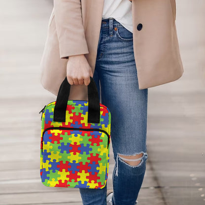 Autism Awareness Puzzle Pattern Print Bible Tote Bag
