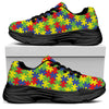 Autism Awareness Puzzle Pattern Print Black Chunky Shoes