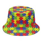 Autism Awareness Puzzle Pattern Print Bucket Hat