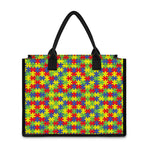 Autism Awareness Puzzle Pattern Print Canvas Tote Bag
