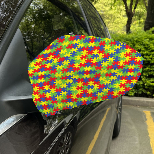 Autism Awareness Puzzle Pattern Print Car Side Mirror Covers