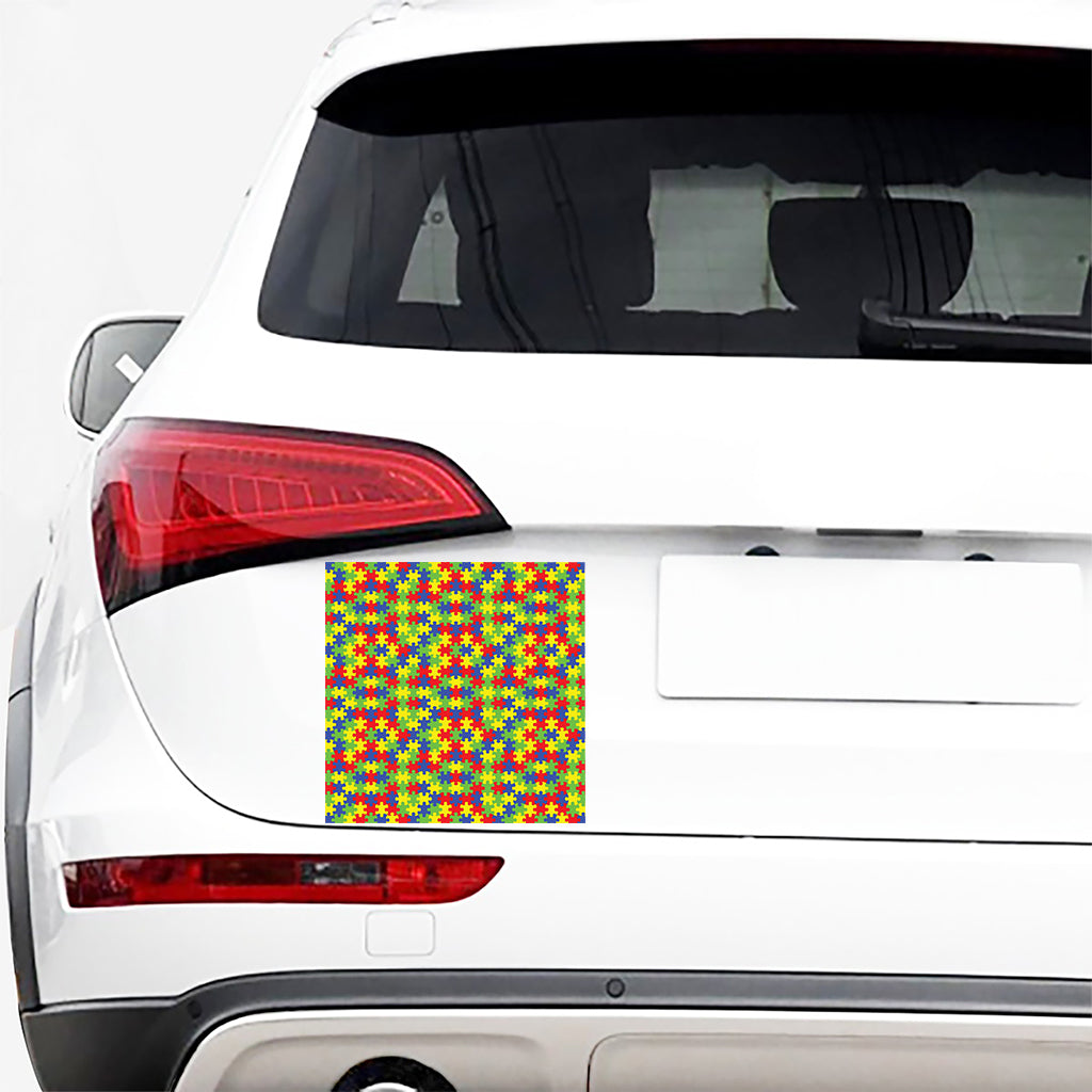 Autism Awareness Puzzle Pattern Print Car Sticker