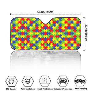 Autism Awareness Puzzle Pattern Print Car Windshield Sun Shade