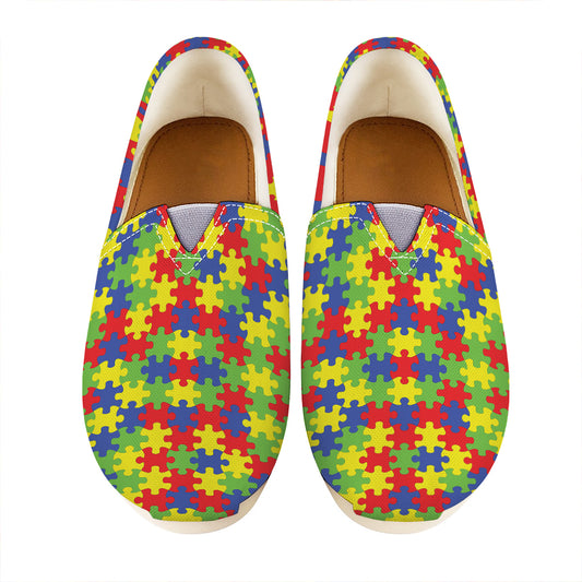 Autism Awareness Puzzle Pattern Print Casual Shoes