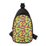 Autism Awareness Puzzle Pattern Print Chest Bag