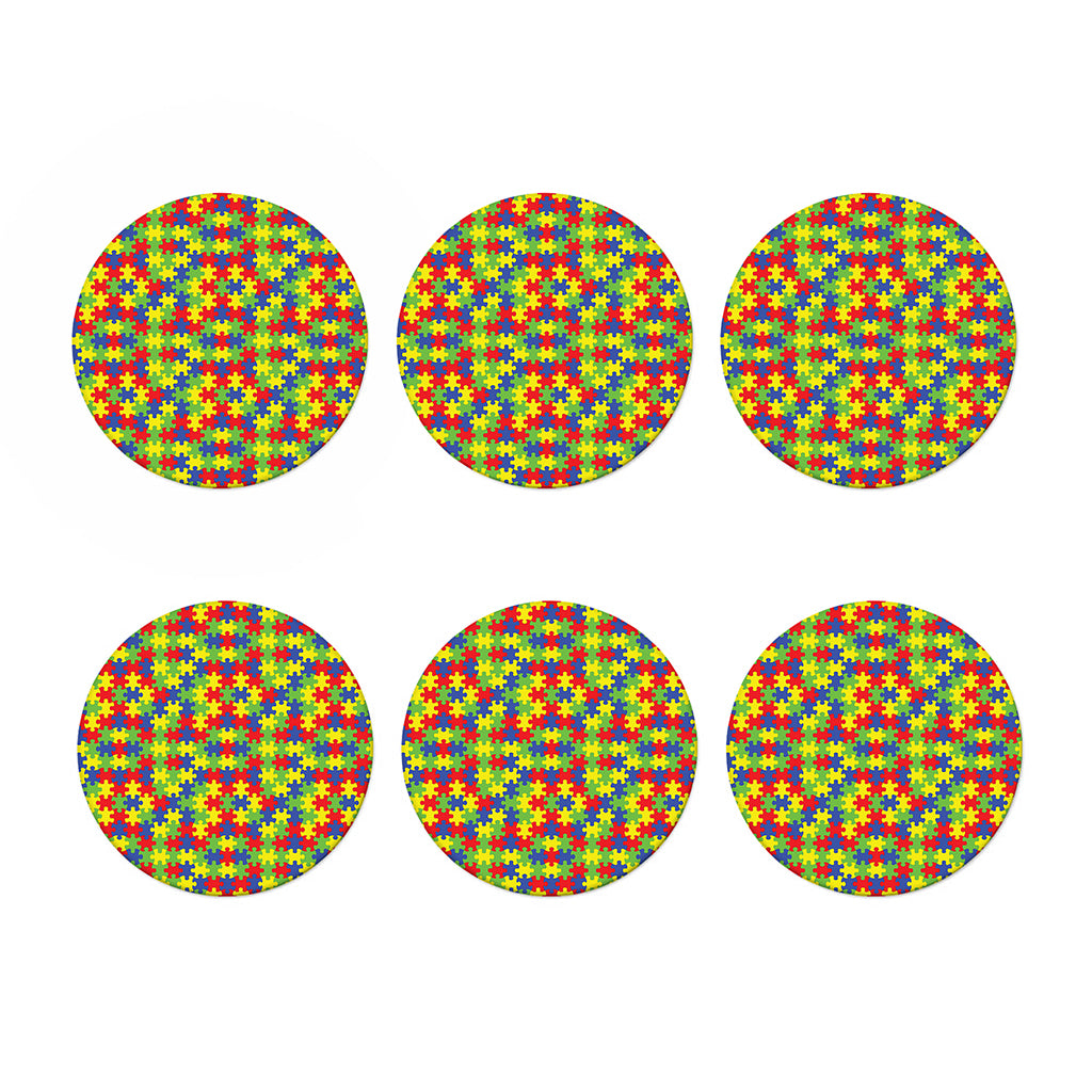 Autism Awareness Puzzle Pattern Print Coaster Set