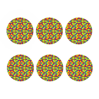 Autism Awareness Puzzle Pattern Print Coaster Set
